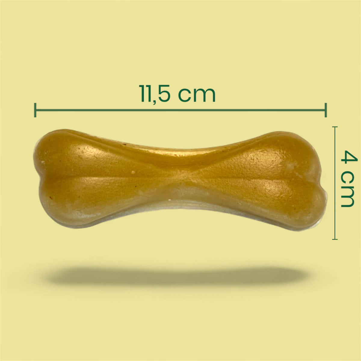 Verdadog rijstbot plantaardig 115mm geel afmetingen